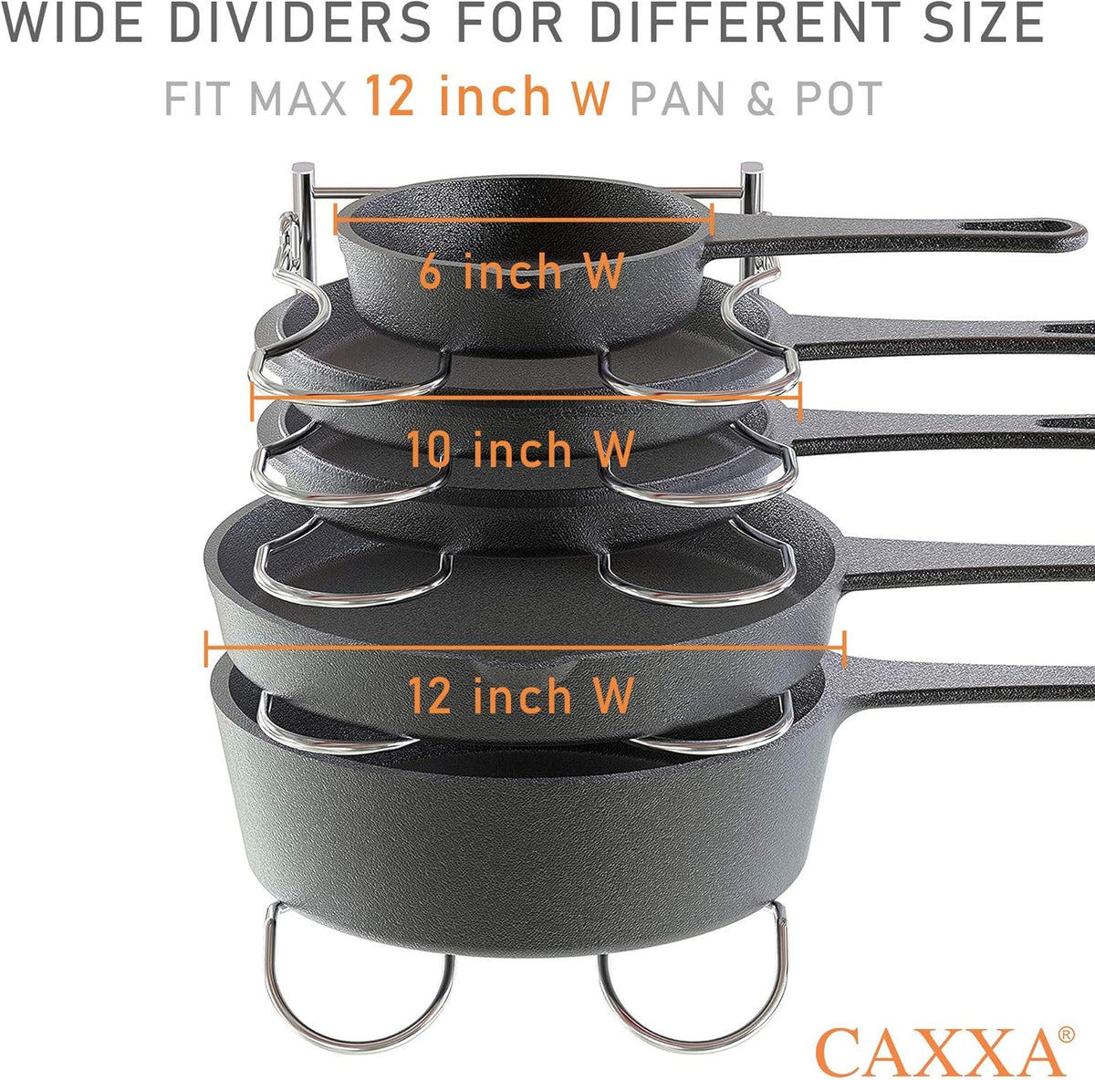 Metal Pan Rack with 5 Adjustable Dividers, Chrome C5912