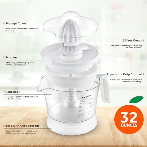 Electric Citrus Juicer with Adjustable Pulp Control, 32oz E299795