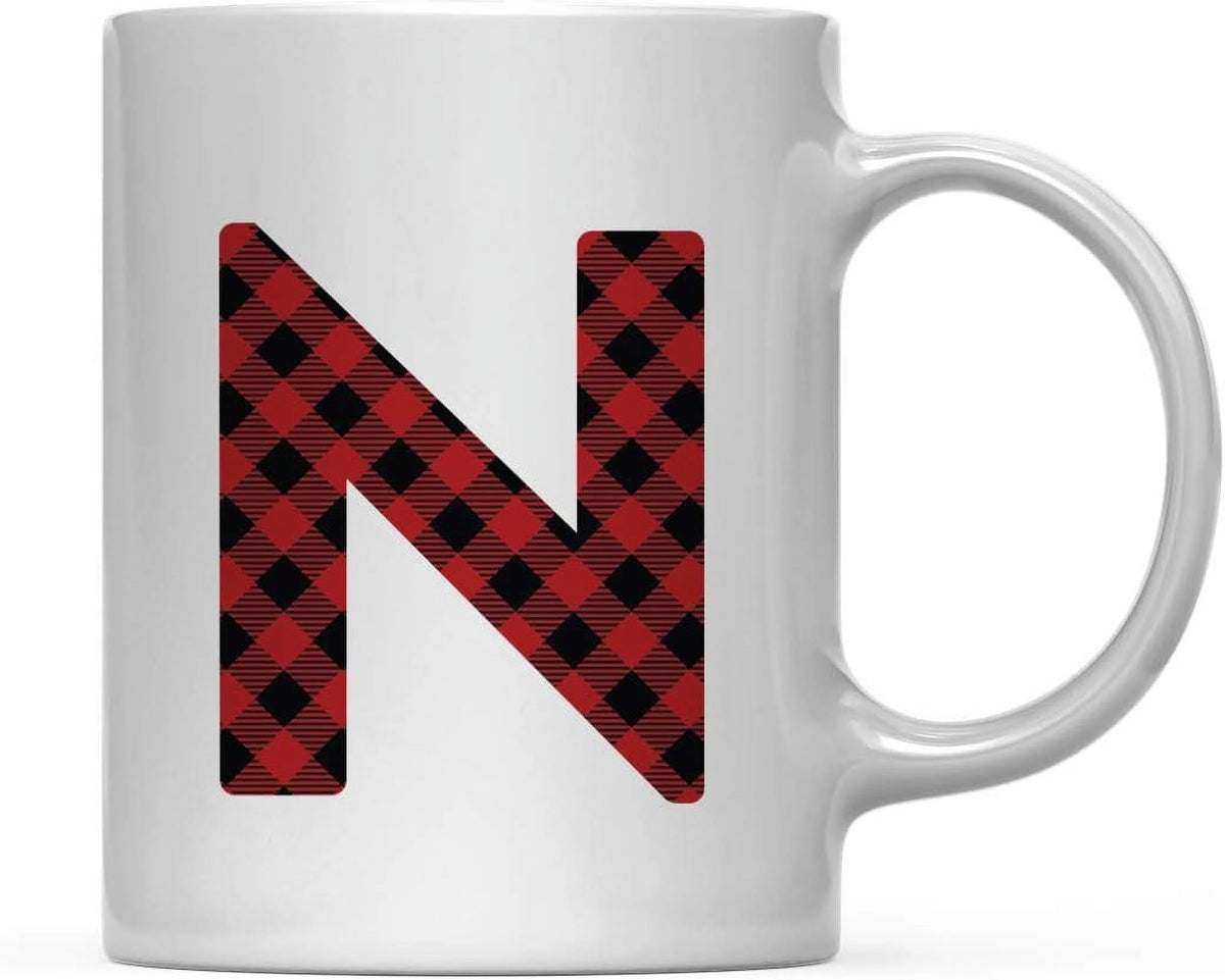 Hot Chocolate Coffee Mug Gift, Red Plaid Initial Letter, 1-Pack, Includes Gift Box C192235