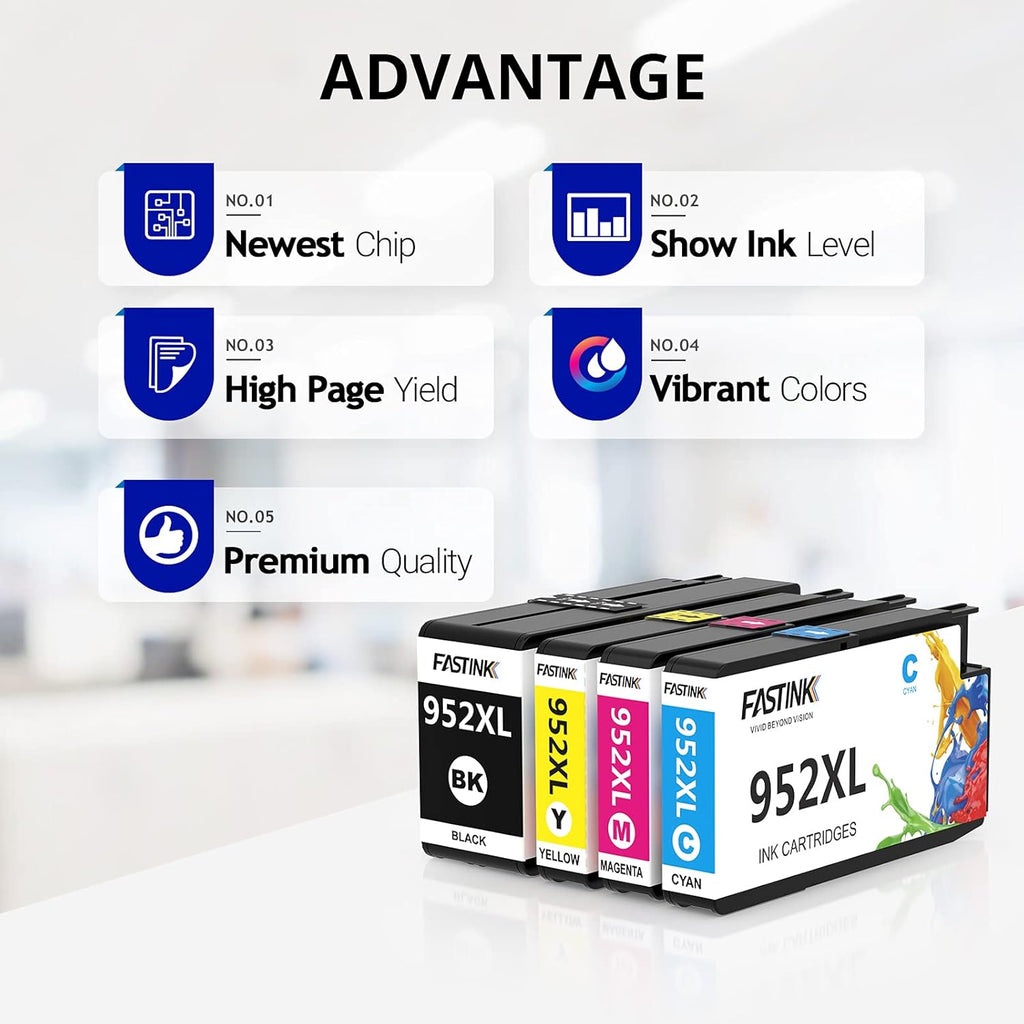 Compatible HP 952xl Ink Cartridges Combo Pack, 1 Black 1 Cyan 1 Magenta 1 Yellow, Pack of 2 G8318