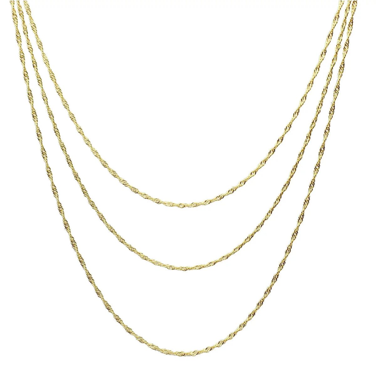 Sterling Silver Multi-Strand Gold-Flashed Chain Necklace I73334