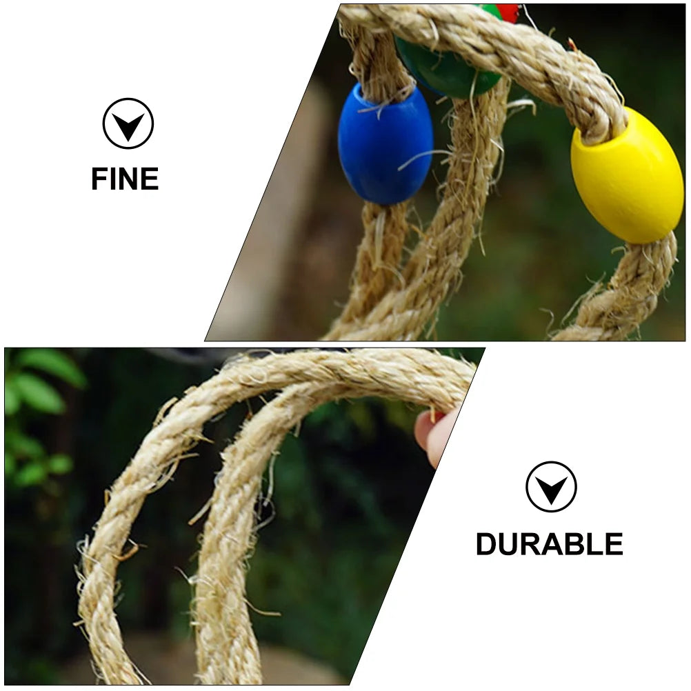 Throwing Ring Games Kids Toss Toy Outdoor Wooden Rope P3539