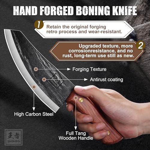 6.6 Inch High Carbon Steel Nakiri Knife with Leather Sheath F6929