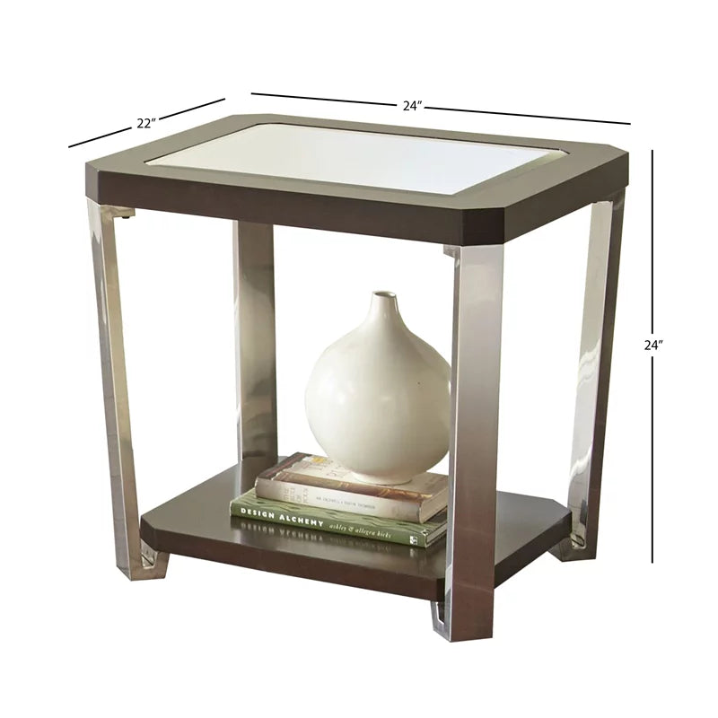 Mirror Top End Table in Espresso Chocolate U18025
