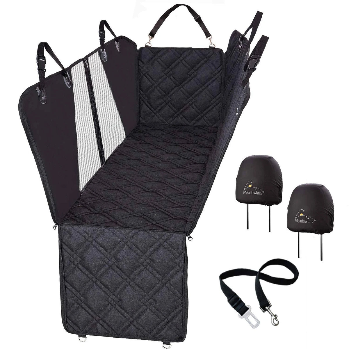 Black XL Dog Seat Covers with Mesh Design G859