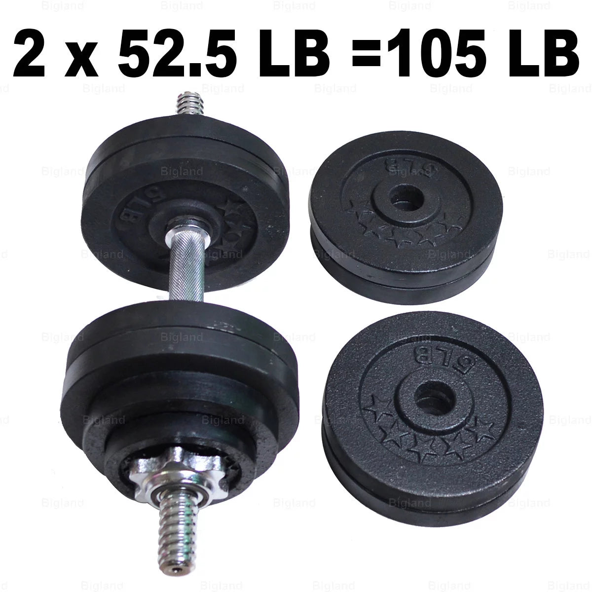 Adjustable Dumbbell Set 105 lbs Pair Black E2776