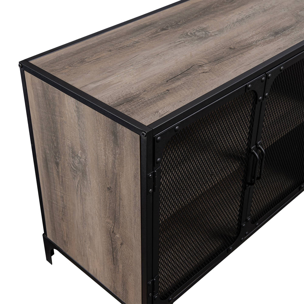 Gray Wash Metal Mesh TV Stand N56248