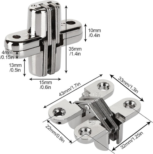10 Pcs Zinc Alloy Concealed Cross Hinges F1266