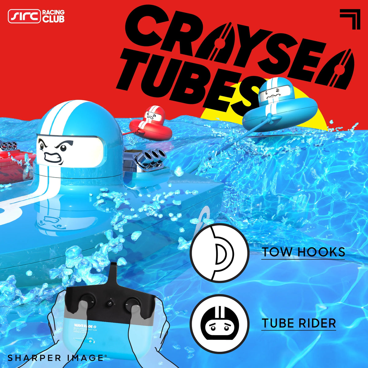 Blue Wireless Rechargeable Bumper Boat with Tow Rider Z105085