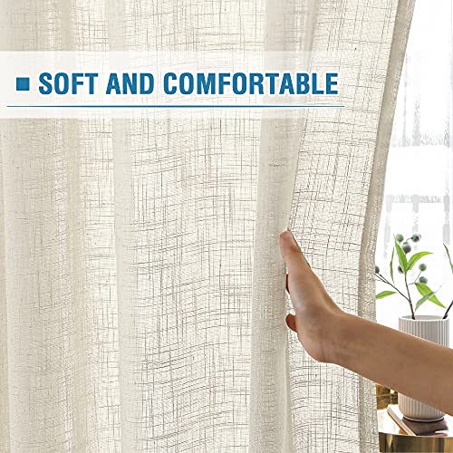 Natural Linen Blended Curtains 84 inches Long 2 Panel Sets A7497