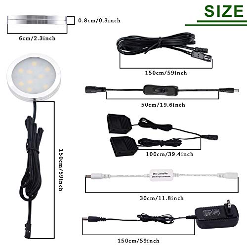 Black 8 Pack LED Puck Lights with RF Wireless Remote Control E867593