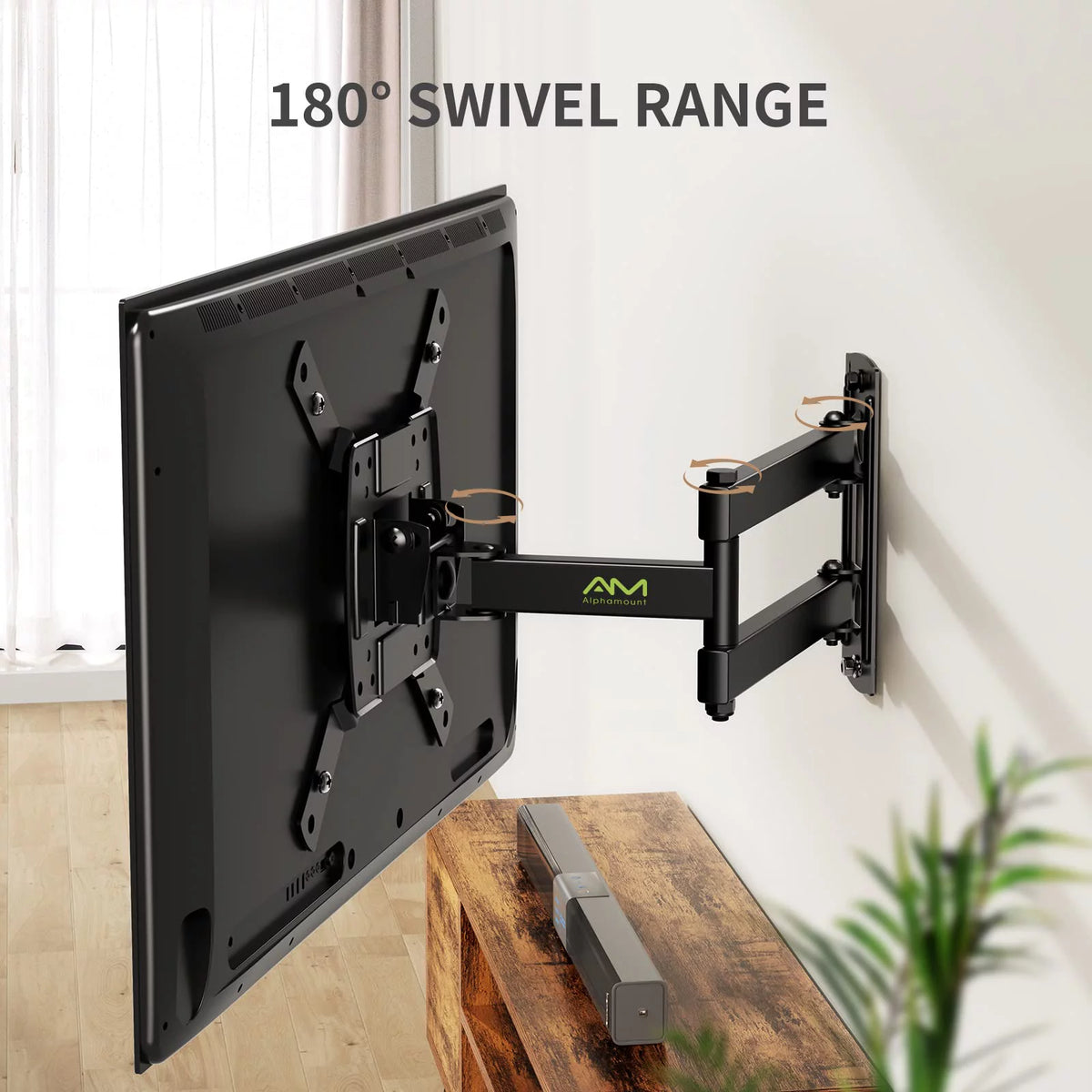 Full Motion TV Wall Mount for 13-39 inch TVs with 360° Rotation Articulating Swivel Extension Arms and Tilt, 200x200mm S3091