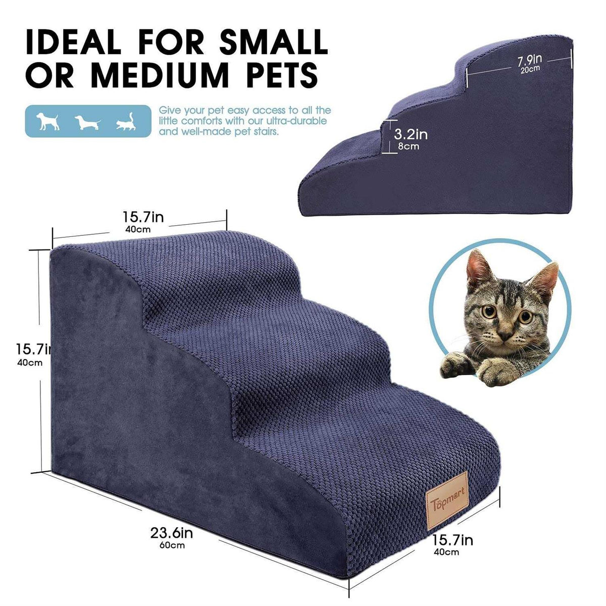 3 Tiers Non-Slip Foam Dog Steps Z552