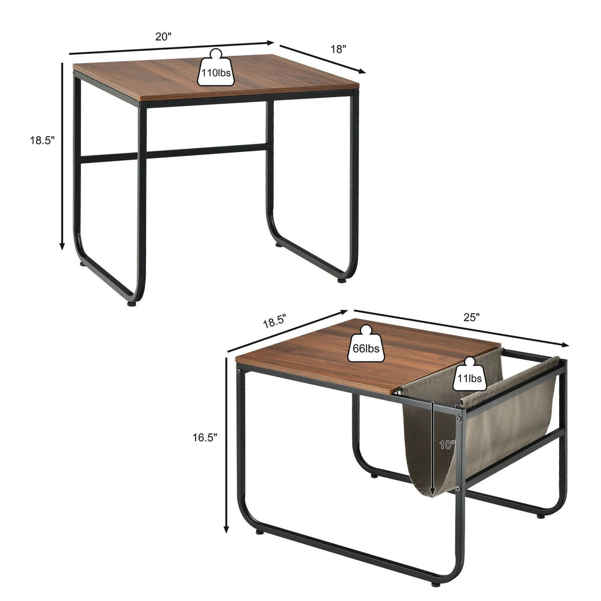 Nesting Coffee Table Set with Magazine Holder W52842