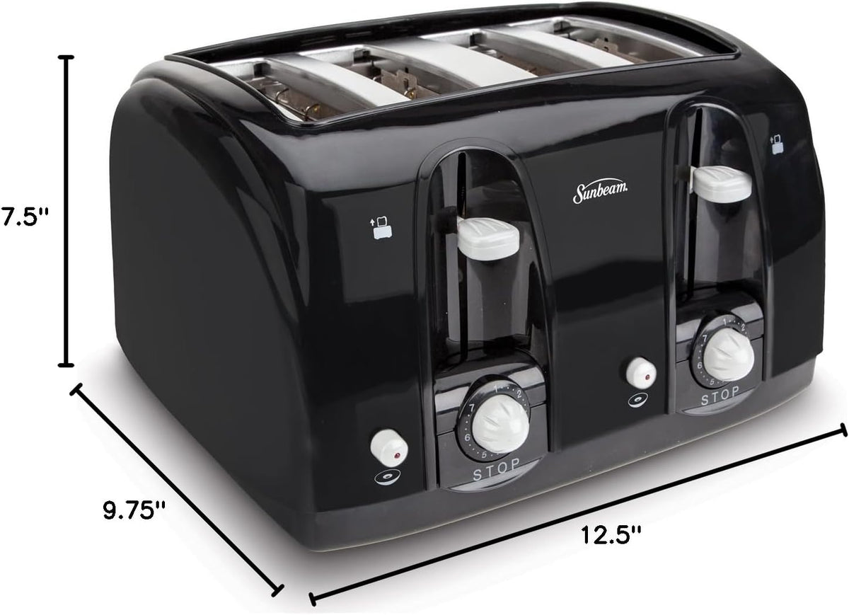Black Wide Slot 4-Slice Toaster S658