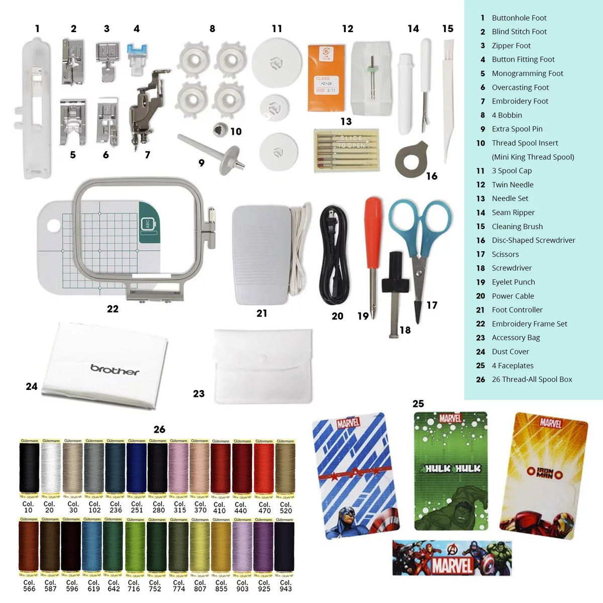 Computerized Sewing & Embroidery Machine with 26 Sewing Thread Spools C236733