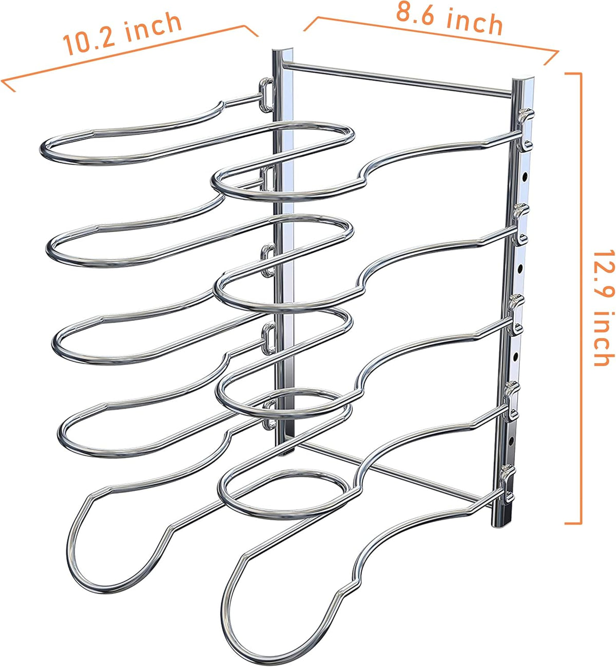 Metal Pan Rack with 5 Adjustable Dividers, Chrome C5912
