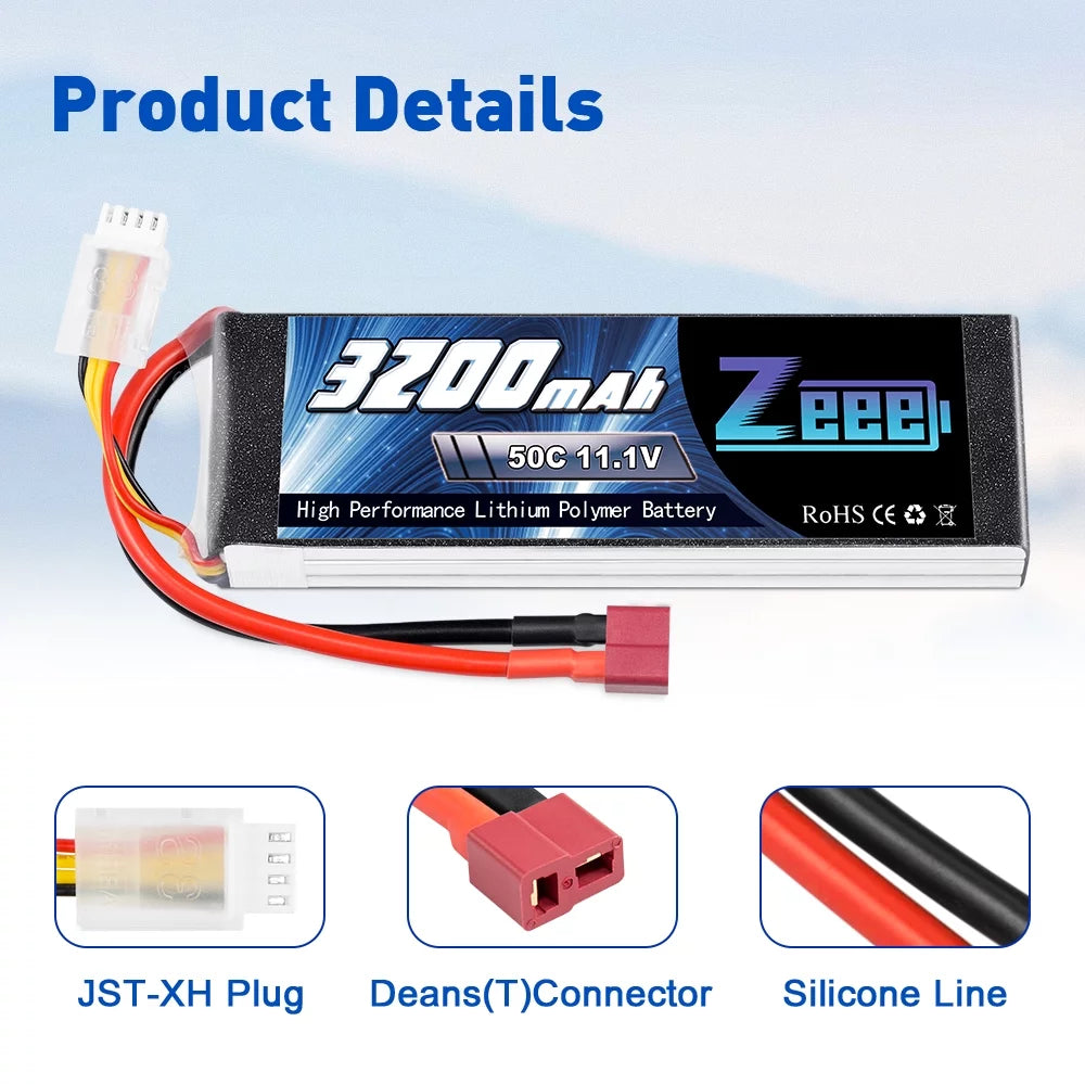 11.1V 50C 3200mAh 3S Lipo Battery 2 Pack M26361