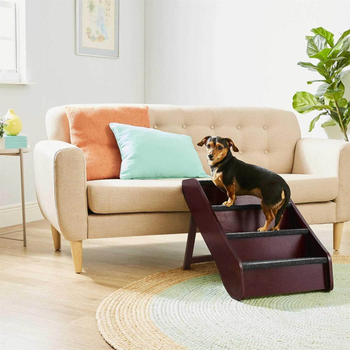 Foldable Wood Carpeted Pet Stairs A207