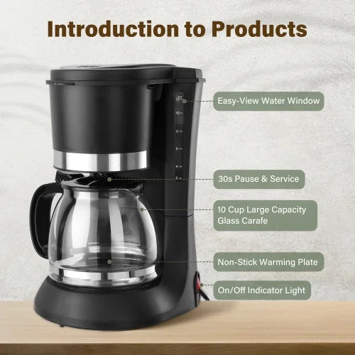 10 Cup Coffee Maker with Washable Permanent Filter T769