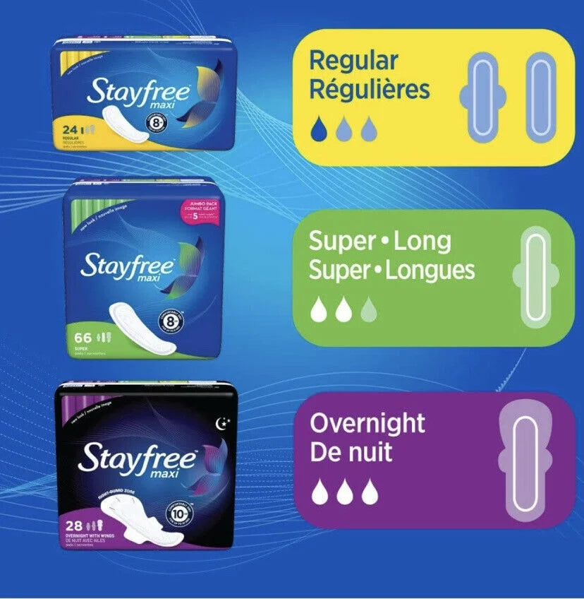 Overnight Maxi Pads With Wings 28 Each (Pack of 3) J4089
