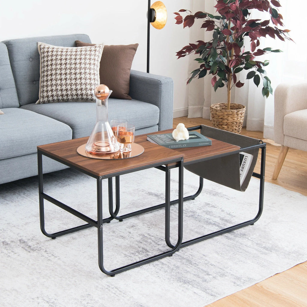 Nesting Coffee Table Set with Magazine Holder W52842