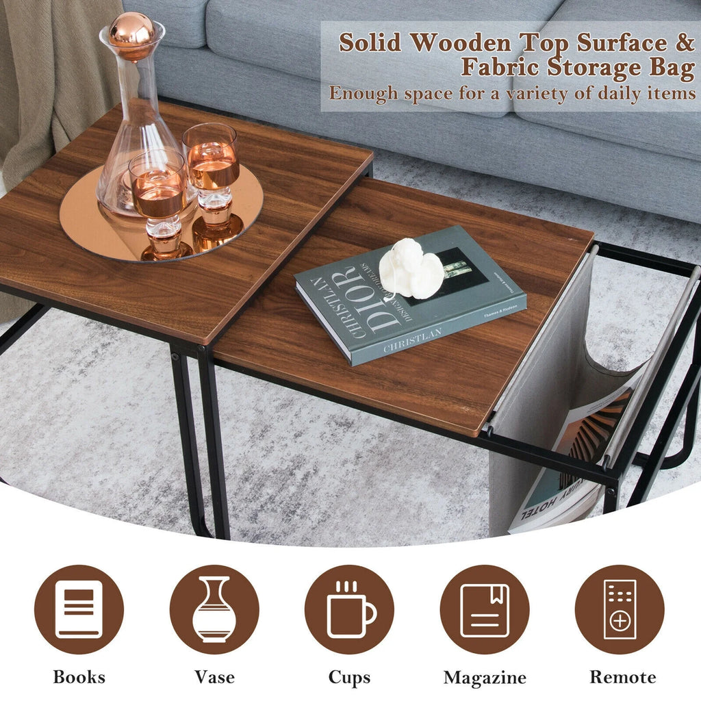 Nesting Coffee Table Set with Magazine Holder W52842