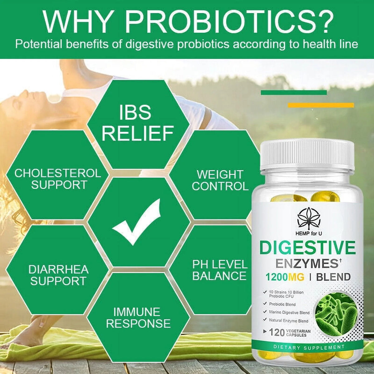 Probiotic Digestive Multi Enzymes 1200 mg 60 Capsules P34052