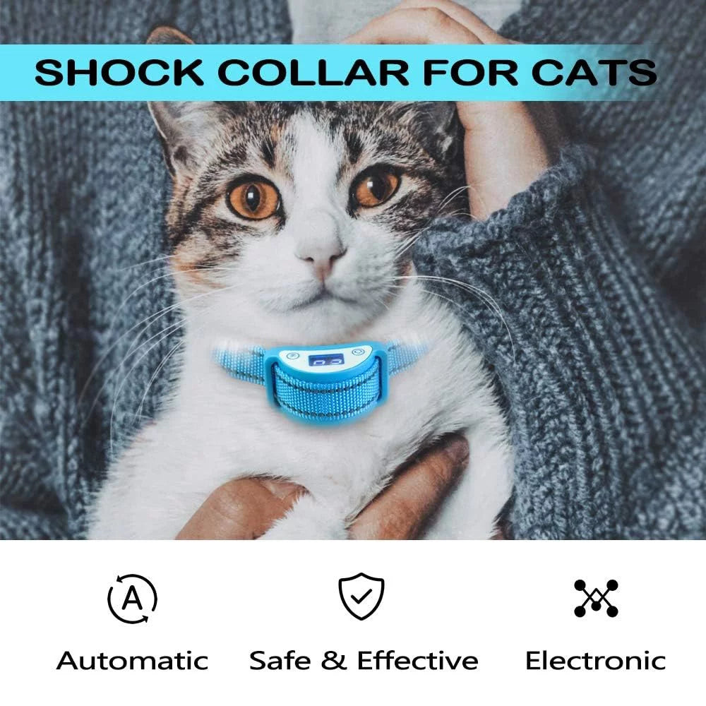 Cat Shock Collar with Sound Vibrate and Shock 3 Working Modes Waterproof Rechargeable Z438