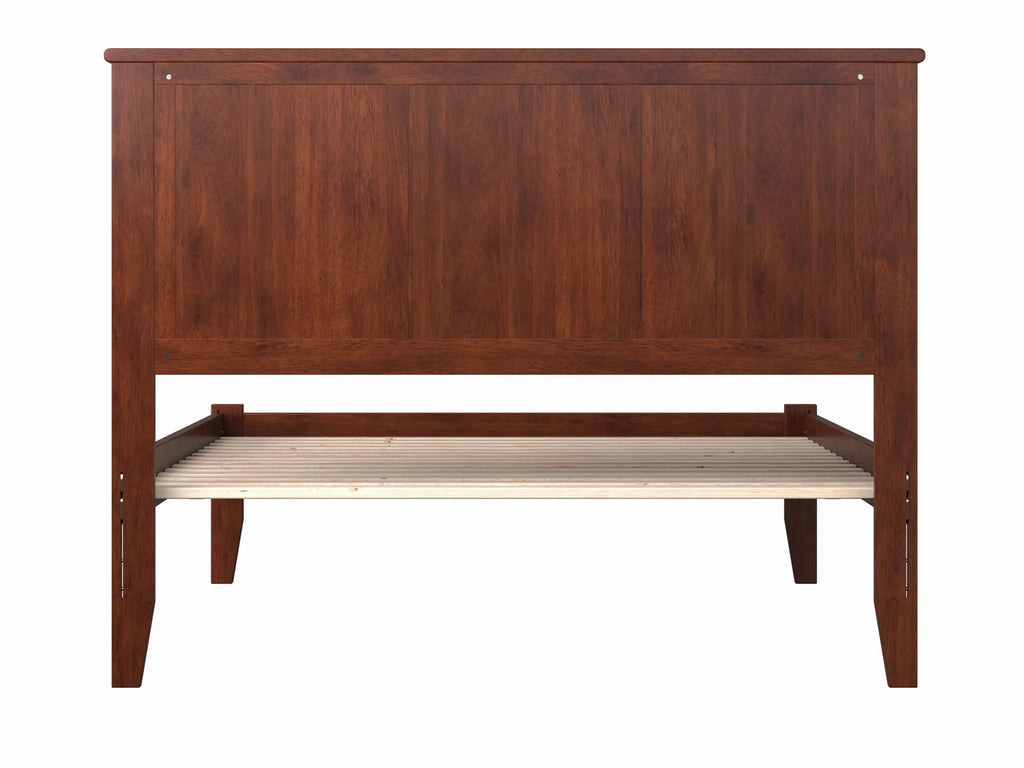 Walnut Full Solid Wood Platform Bed with Panel Headboard W73121