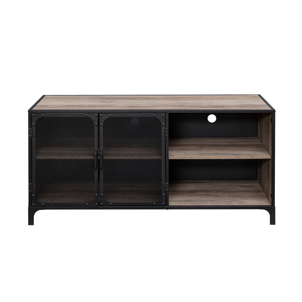 Gray Wash Metal Mesh TV Stand N56248