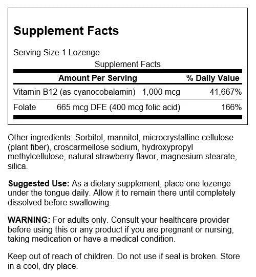 Strawberry Flavor Vitamin B12 with Folate 1,000 mcg 250 Loz 2 Pack L74133