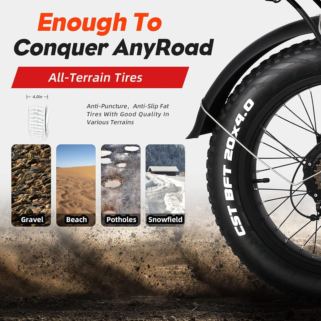 20" 4.0 500W Fat Tire Electric Bike with 48V 14Ah Removable Battery S642559