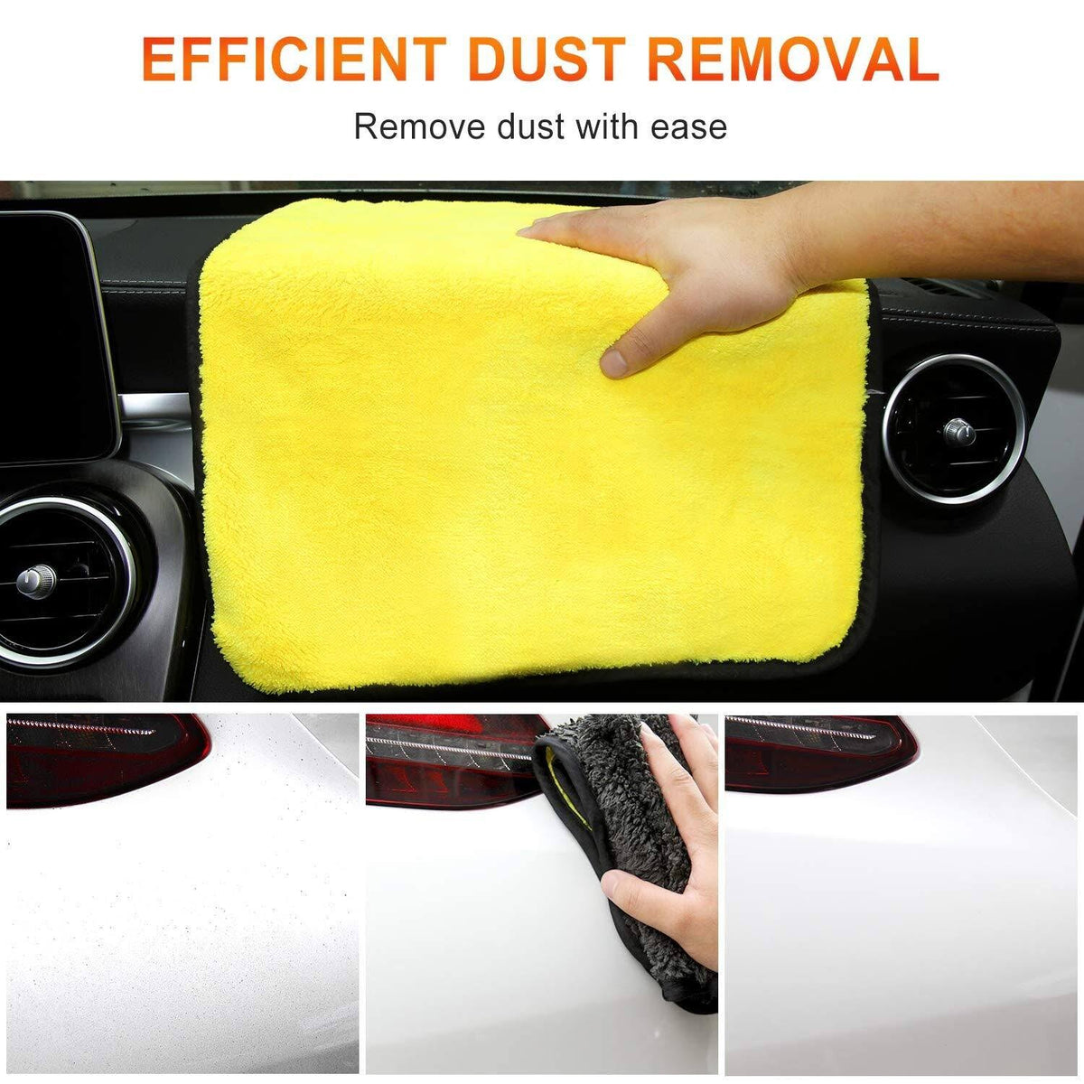 Microfiber Car Drying Towel 38x44CM, 1200gsm, Pack of 3 D109