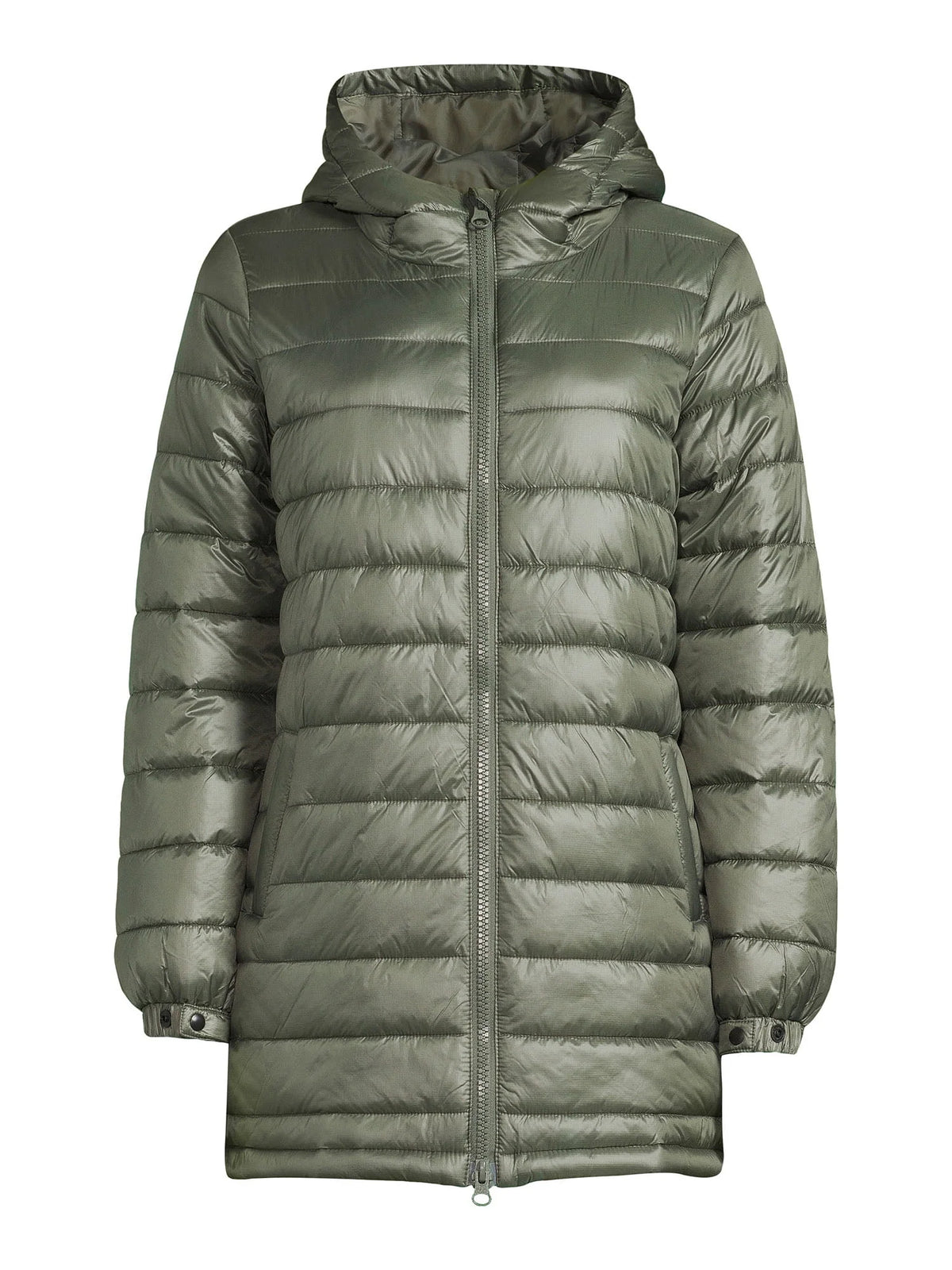 Women's Hooded Mid Length Puffer Jacket Y596336