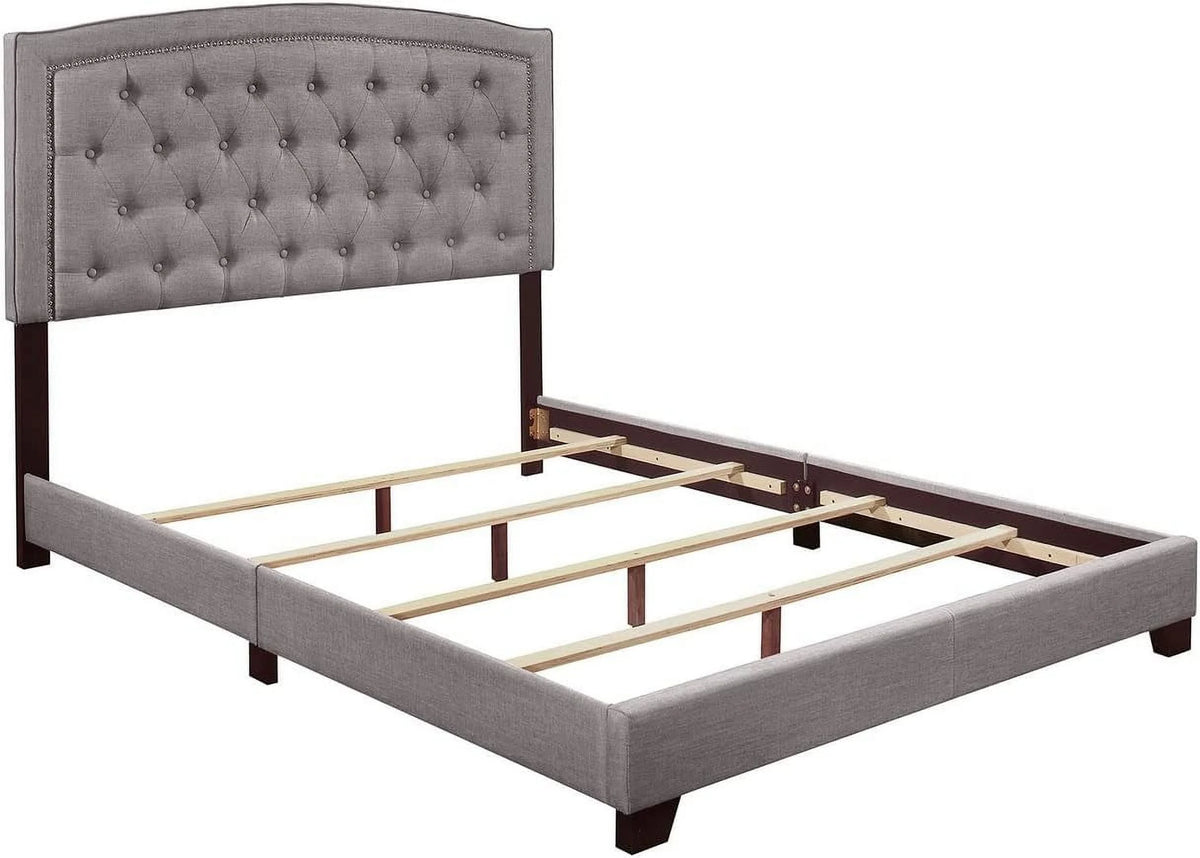 Queen Size Dark Grey Upholstered Bed Frame Q418587