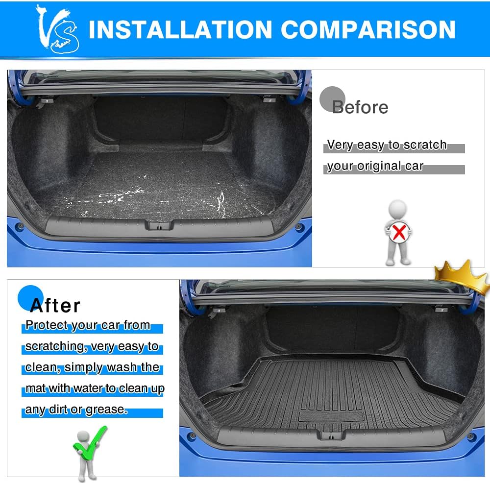 Trunk Mat Honda Civic Sedan 2016-2021 All Weather TPO Rear Cargo Liner Pack of 2 I9972