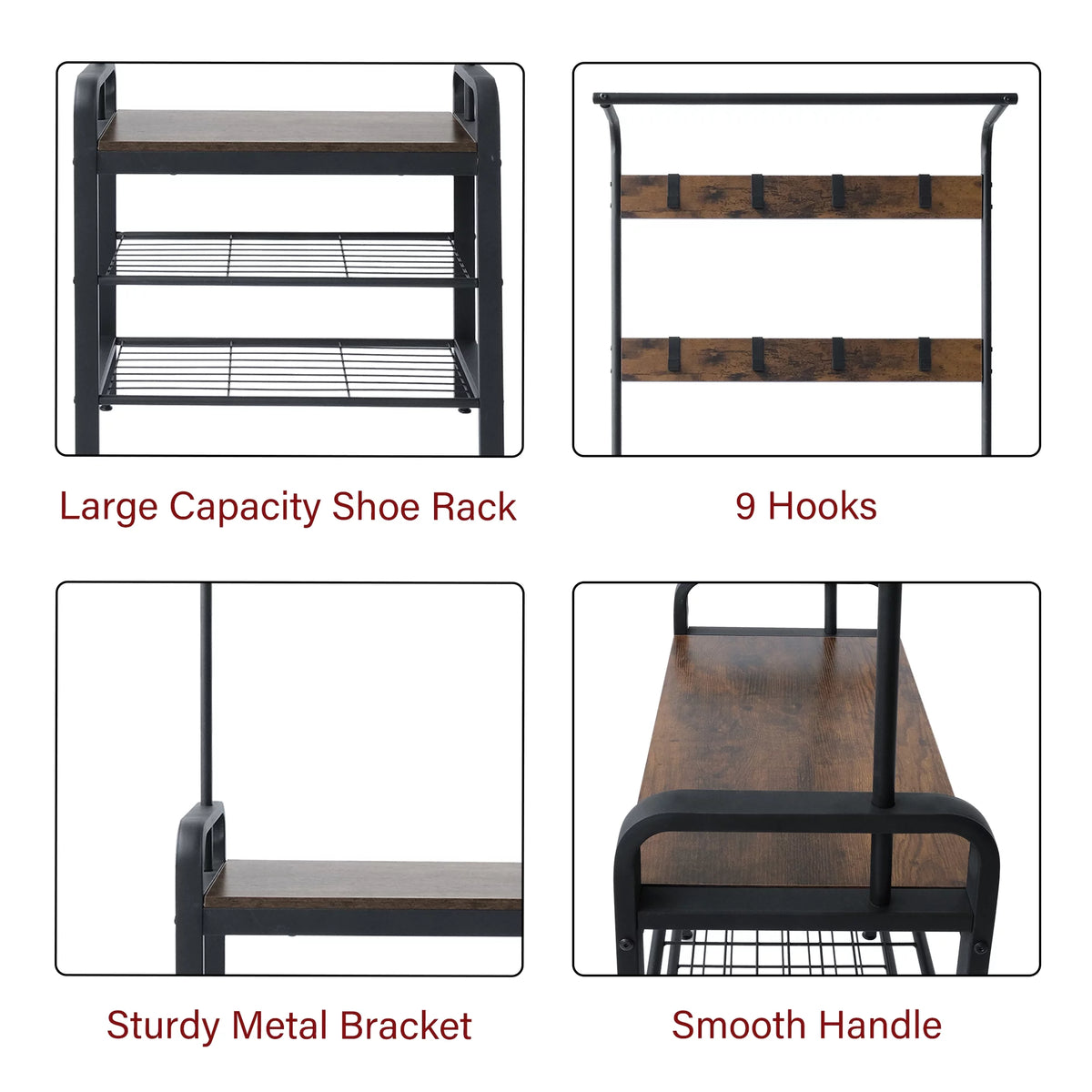 Freestanding Coat Rack with Shoe Bench N423