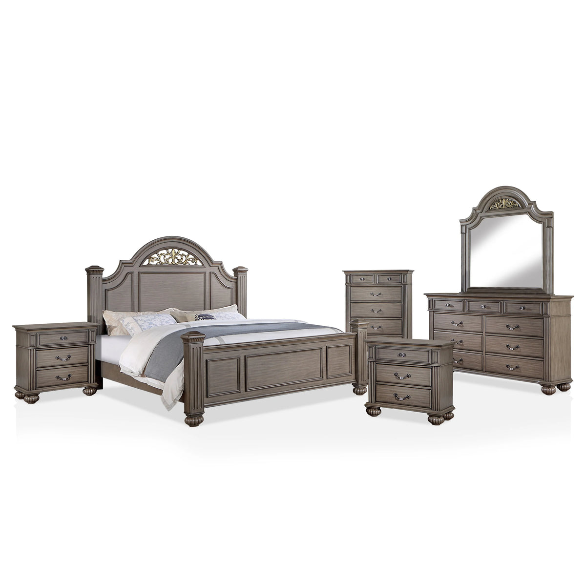 Grey Wood 6-Piece Eastern King Bedroom Set K94503