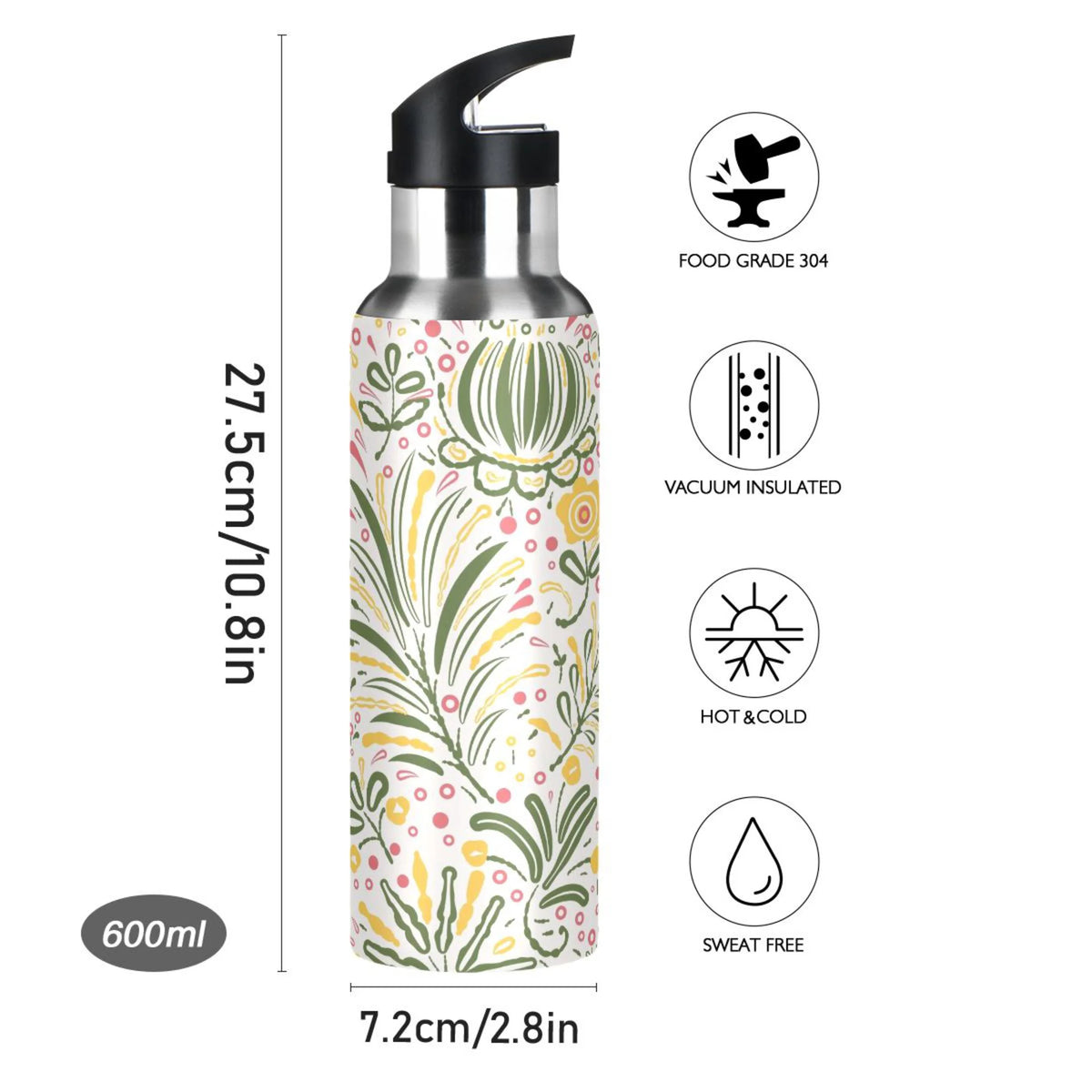 Stainless Steel Insulated Water Bottle with Straw Lid N328237