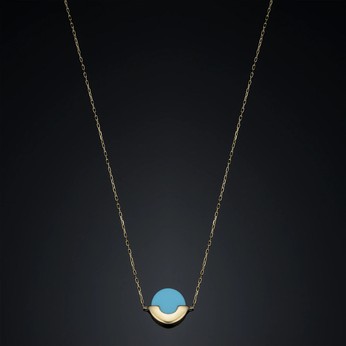 14k Yellow Gold Turquoise Adjustable Length Necklace H7246