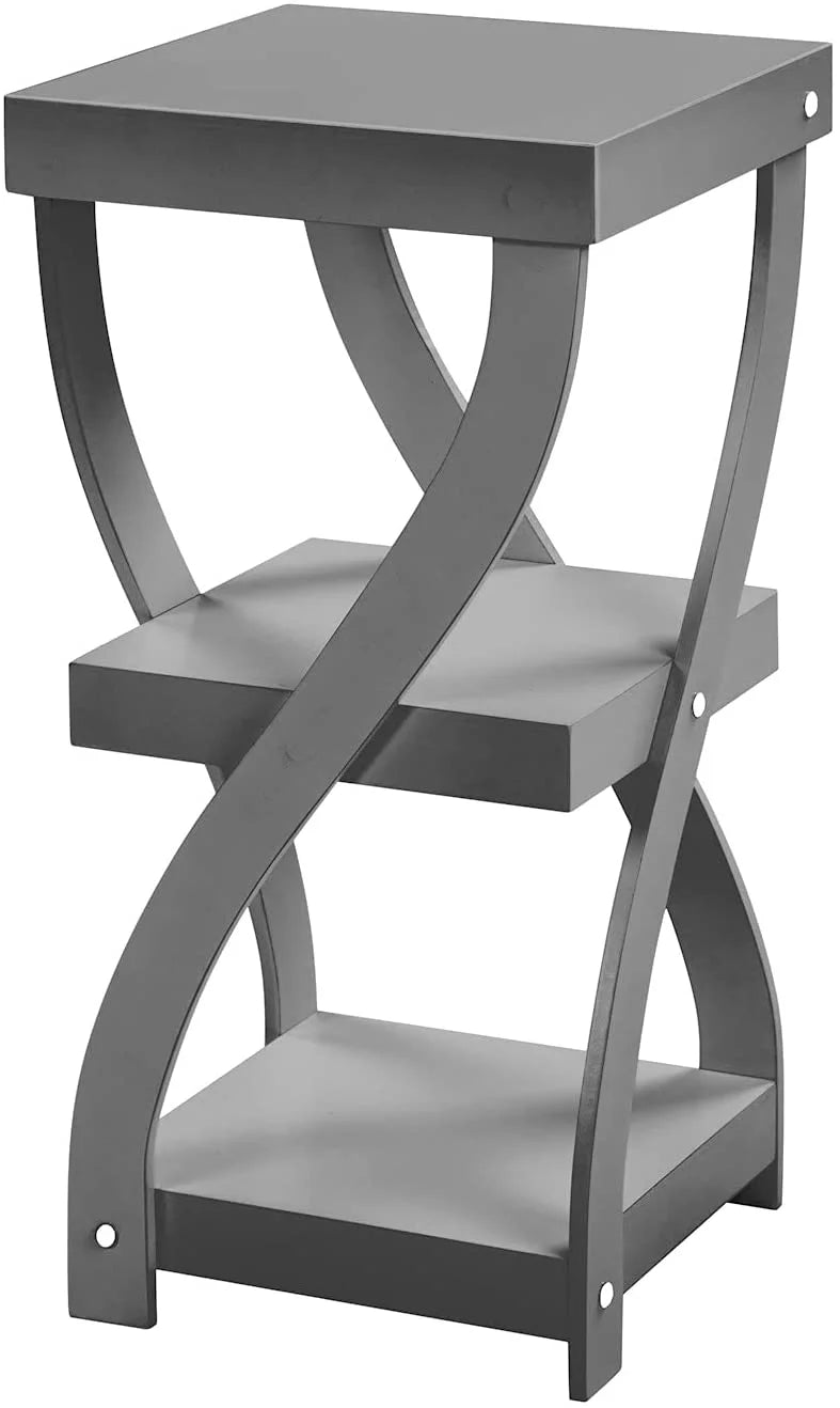 Gray 3 Tier Wooden Side Table with Shelves M46592
