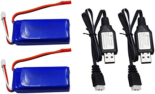 2 Pack 7.4V 1200mAH Lipo Battery Pack with JST Plug and Charger B69952