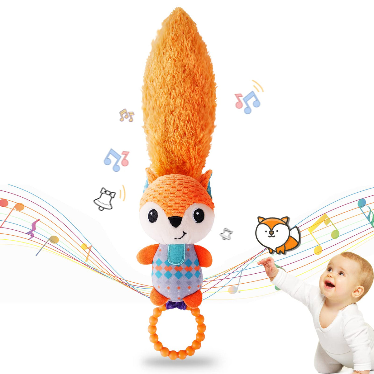 Multicolor Baby Rattles & Plush Rings Teether Toy P7550