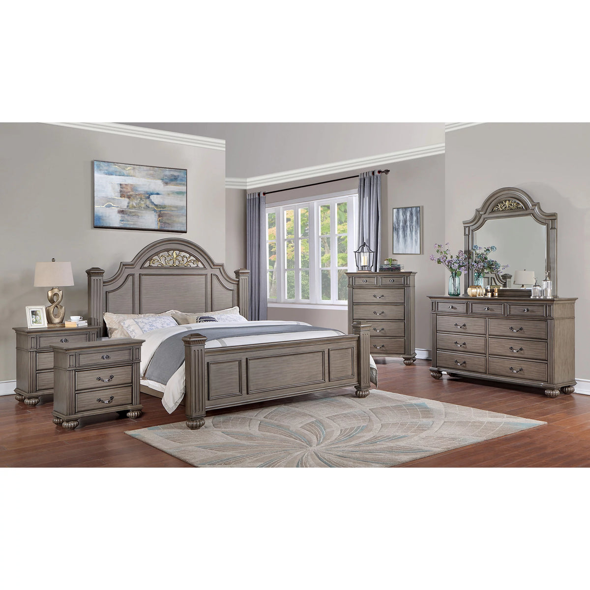 Grey Wood 6-Piece Eastern King Bedroom Set K94503