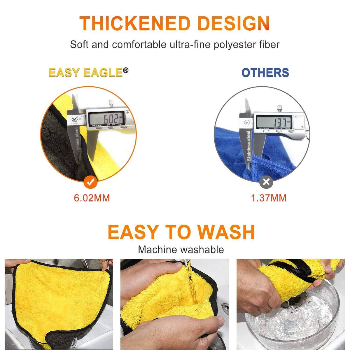 Microfiber Car Drying Towel 38x44CM, 1200gsm, Pack of 3 D109