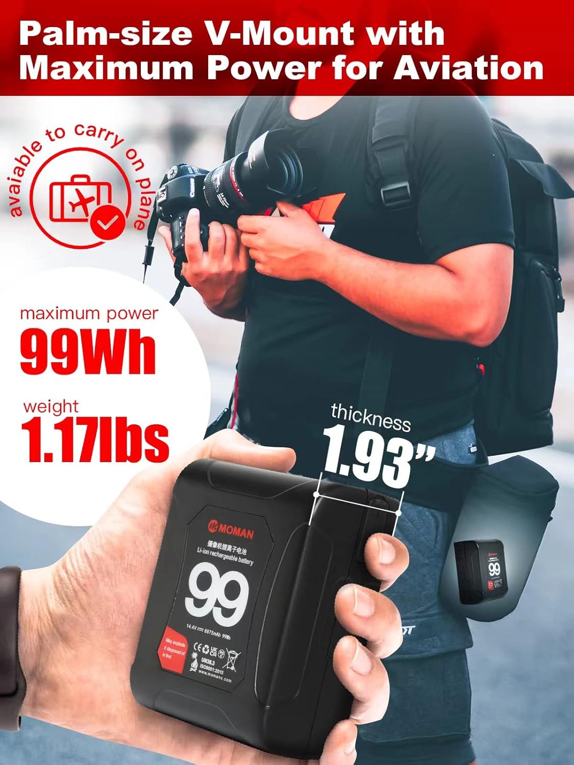 V Mount Battery 99Wh 15A Draw with Dual D-Tap & USB Outputs J241