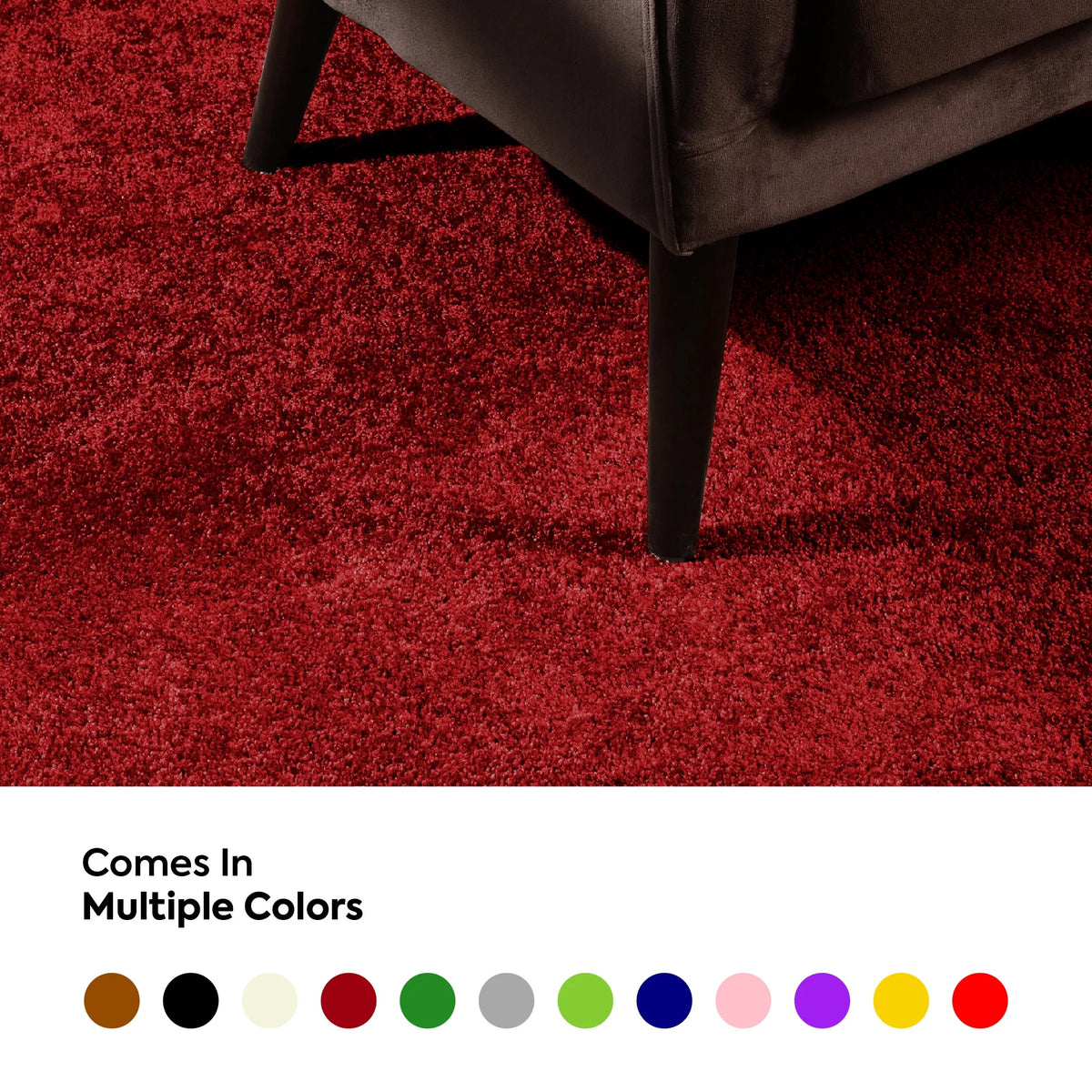 Red Plush Solid Color Runner Rug Z4993