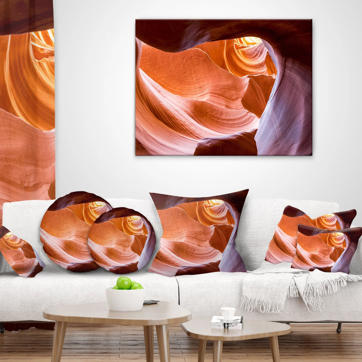Antelope Canyon Inside View Landscape Photography Throw Pillow N3607