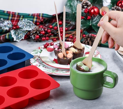 2pcs Silicone Hot Chocolate Spoon Molds with 30 Wooden Spoons C3239